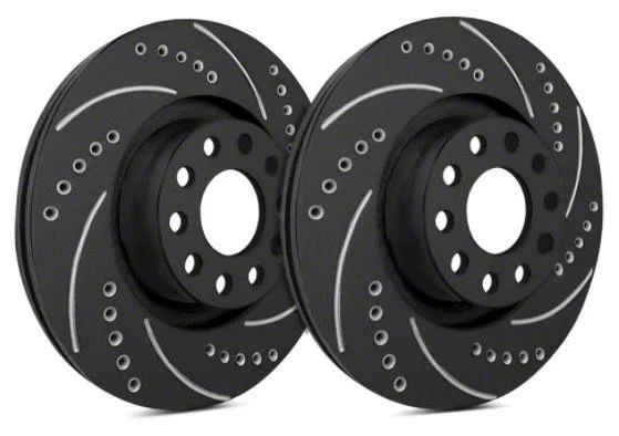 SP Performance Cross-Drilled and Slotted 6-Lug Rotors with Black ZRC Coating; Front Pair (10-20 F-150)