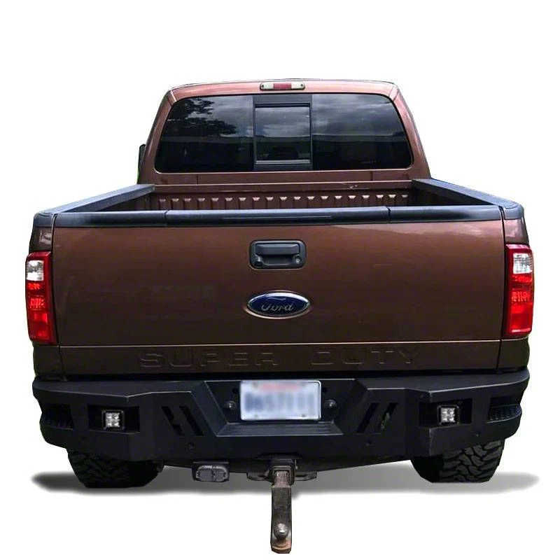 Armour Rear Bumper with LED Lights; Black (11-16 F-250 Super Duty)