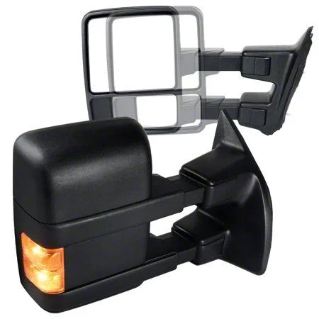 Manual Towing Mirrors with Amber Turn Signals; Black (11-16 F-250 Super Duty)