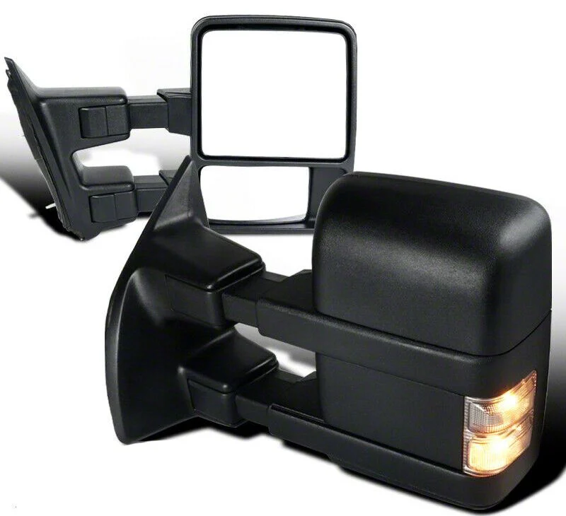 Manual Towing Mirrors with Smoked Turn Signals; Black (11-16 F-250 Super Duty)