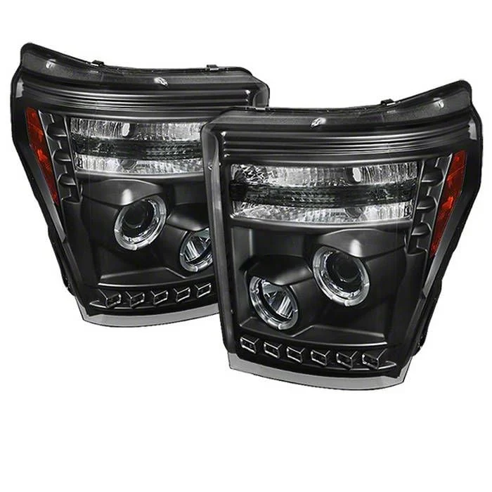 CCFL Halo Projector Headlights; Black Housing; Clear Lens (11-16 F-250 Super Duty)