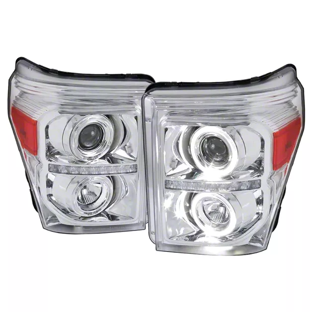 Dual Halo Projector Headlights; Chrome Housing; Clear Lens (11-16 F-250 Super Duty)
