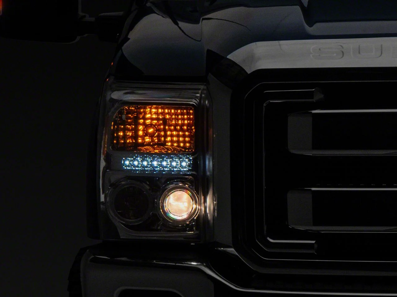 LED DRL Projector Headlights; Chrome Housing; Clear Lens (11-16 F-250 Super Duty)