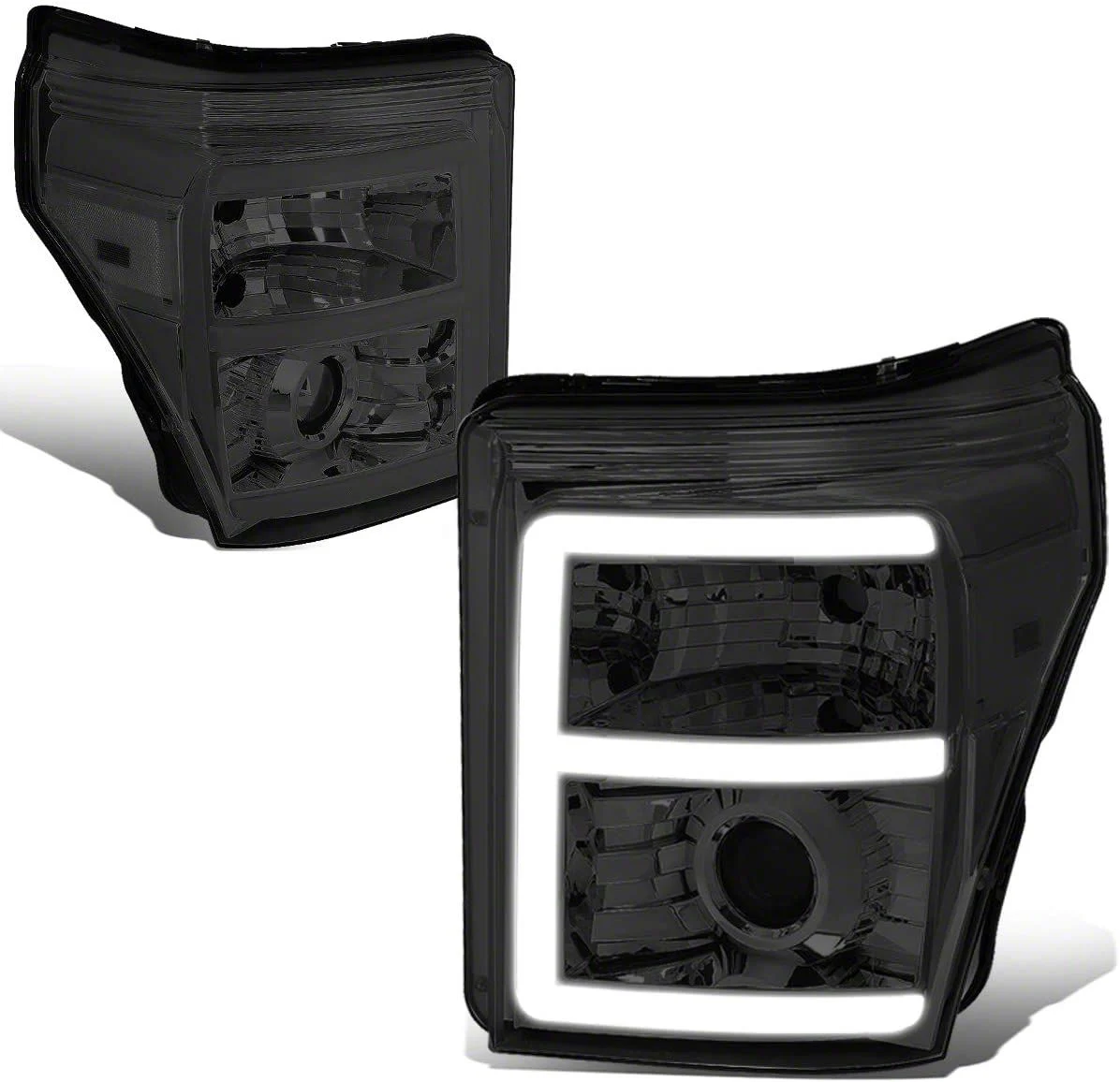 LED DRL Projector Headlights with Clear Corner Lights; Chrome Housing; Smoked Lens (11-16 F-250 Super Duty)