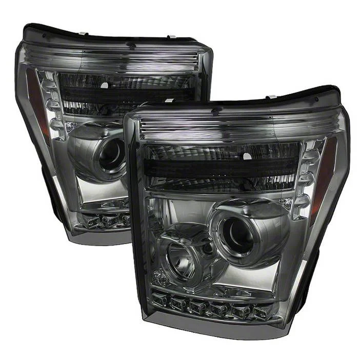 LED Halo Projector Headlights; Chrome Housing; Smoked Lens (11-16 F-250 Super Duty)
