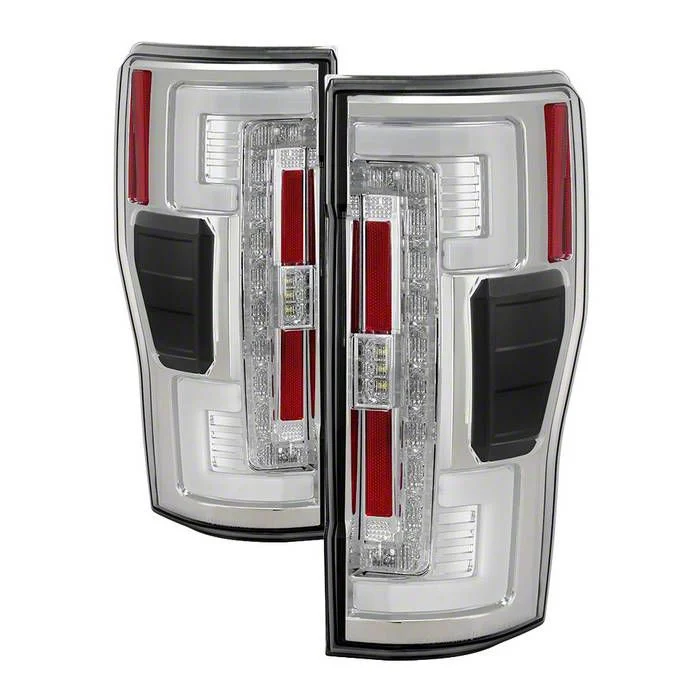 LED Tail Lights; Chrome Housing; Clear Lens (17-19 F-250 Super Duty w/ Factory Halogen Tail Lights)