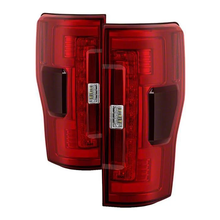 LED Tail Lights; Chrome Housing; Red/Clear Lens (17-19 F-250 Super Duty w/ Factory Halogen Tail Lights)