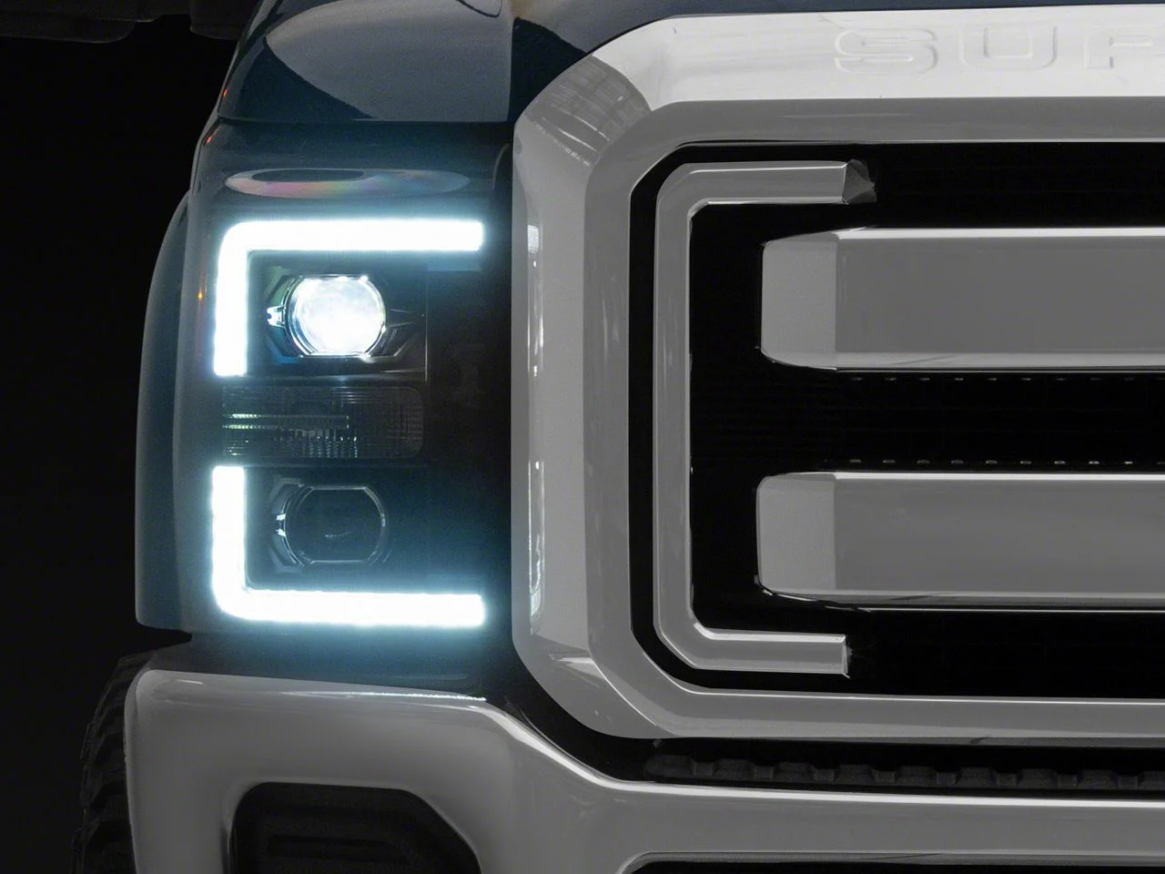 AlphaRex LUXX-Series LED Projector Headlights; Black Housing; Clear Lens (11-16 F-250 Super Duty)