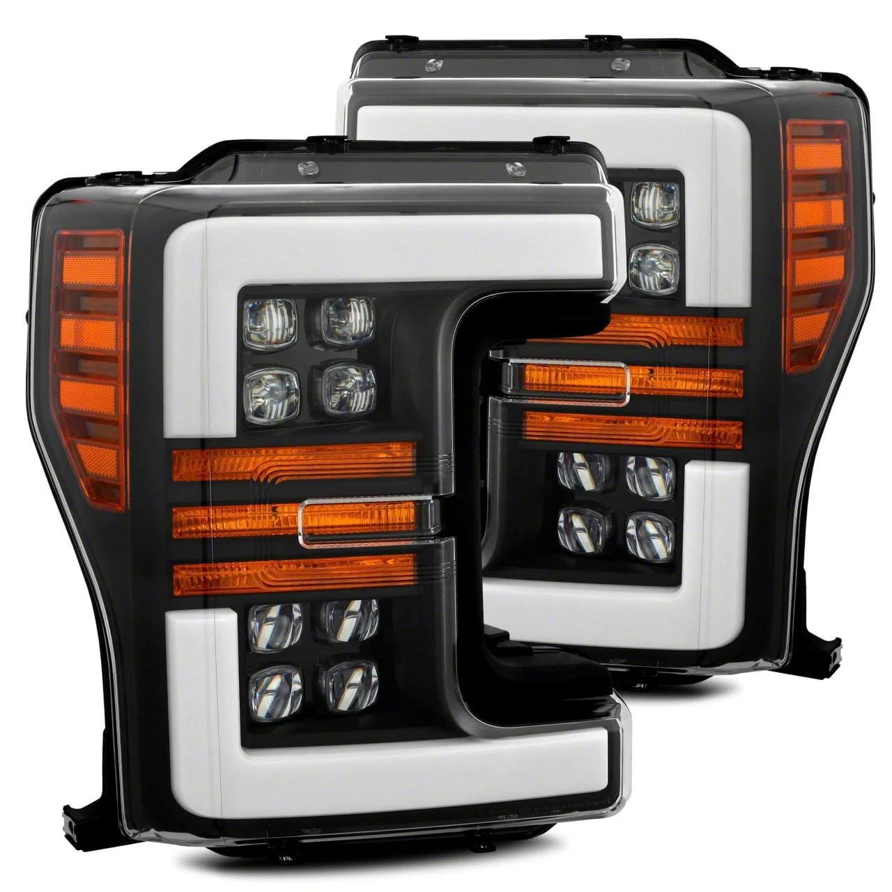 AlphaRex NOVA-Series LED Projector Headlights; Black Housing; Clear Lens (17-19 F-250 Super Duty w/ Factory Halogen Headlights)