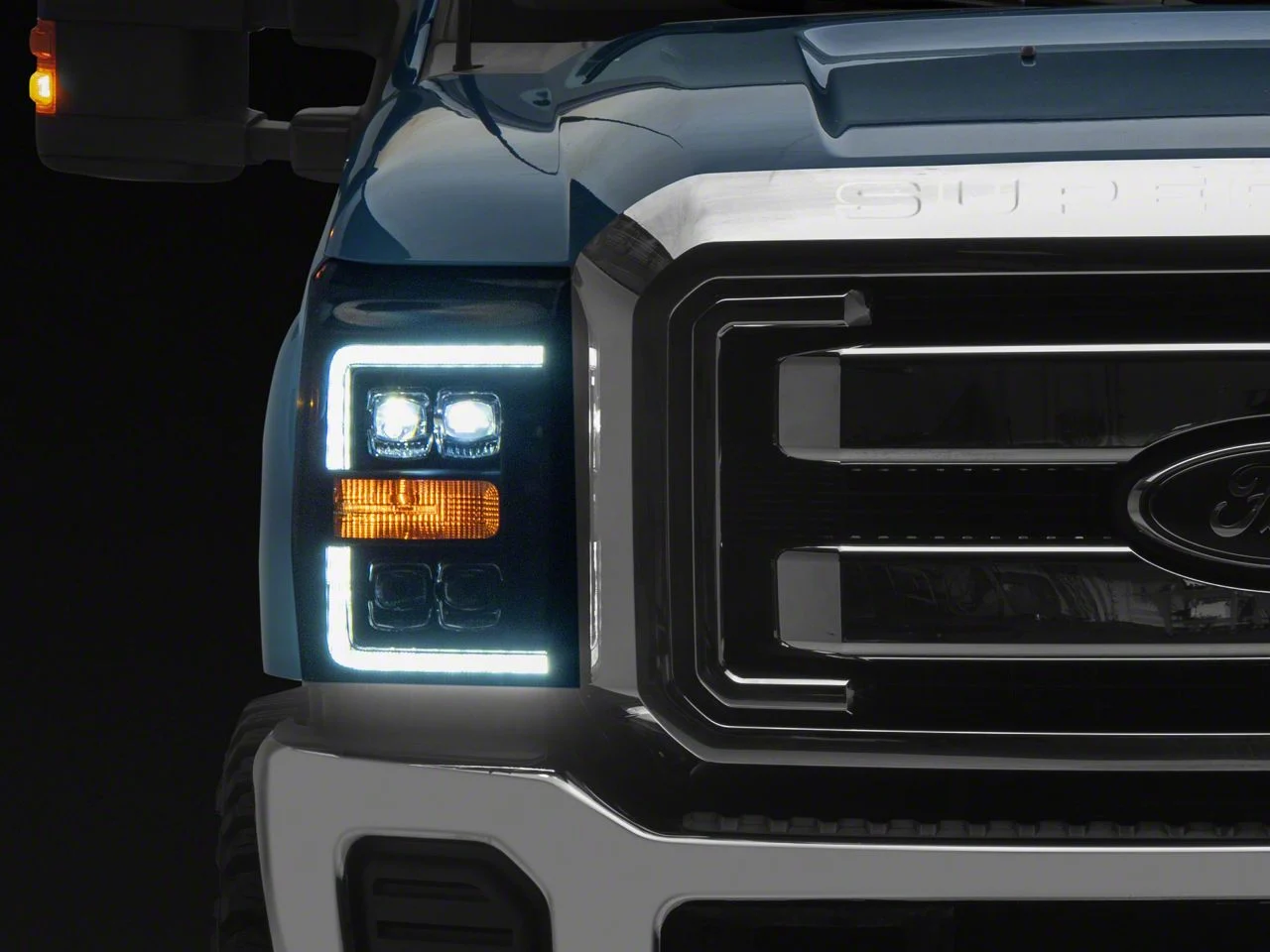 AlphaRex NOVA-Series LED Projector Headlights; Black Housing; Clear Lens (11-16 F-250 Super Duty)