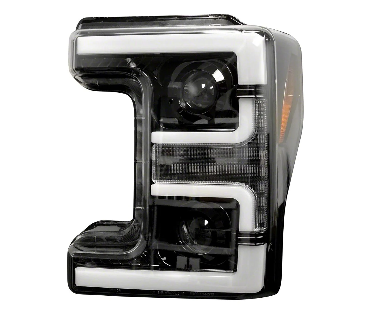 OLED DRL Projector Headlights; Black Housing; Smoked Lens (17-19 F-250 Super Duty w/ Factory Halogen Headlights)
