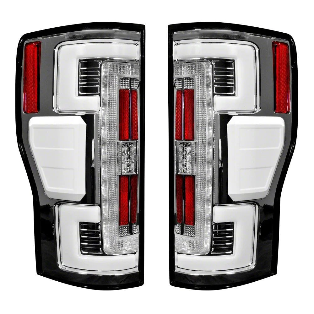 OLED Tail Lights; Chrome Housing; Clear Lens (17-19 F-250 Super Duty w/ Factory LED Tail Lights)