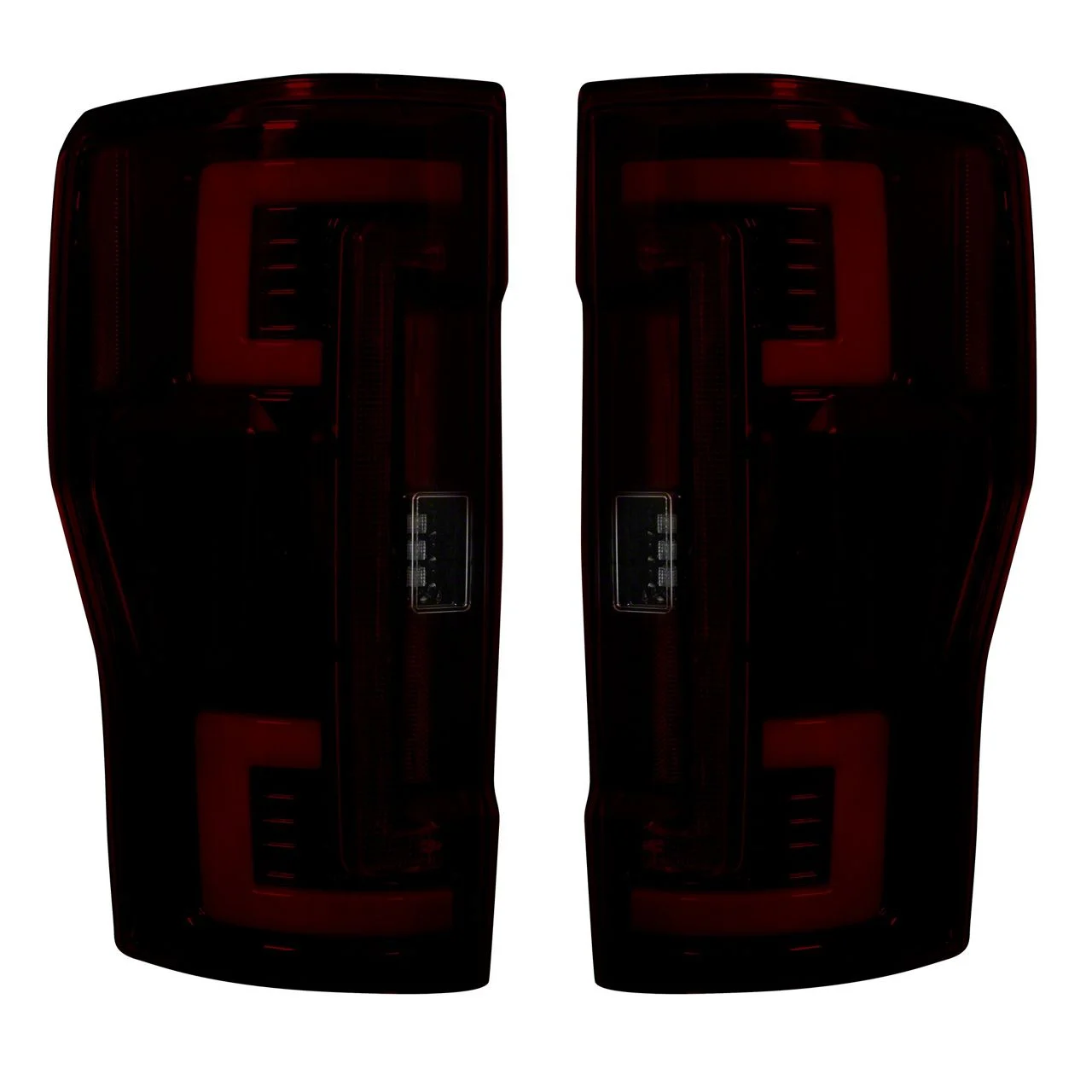 OLED Tail Lights; Black Housing; Dark Red Smoked Lens (17-19 F-250 Super Duty w/ Factory Halogen Tail Lights)