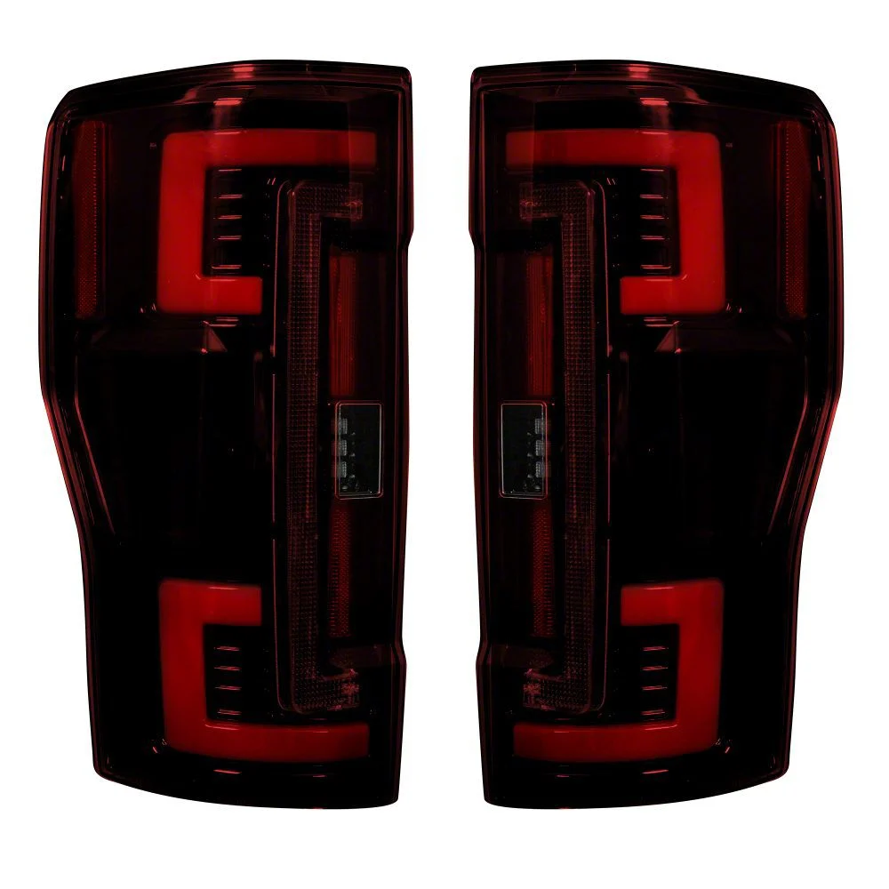 OLED Tail Lights; Black Housing; Red Lens (17-19 F-250 Super Duty w/ Factory Halogen Tail Lights)