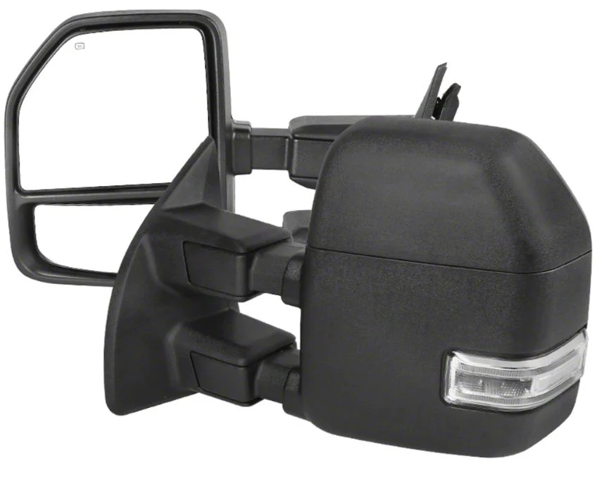 Powered Heated Towing Mirrors with Clear LED Turn Signals; Black (11-16 F-250 Super Duty)