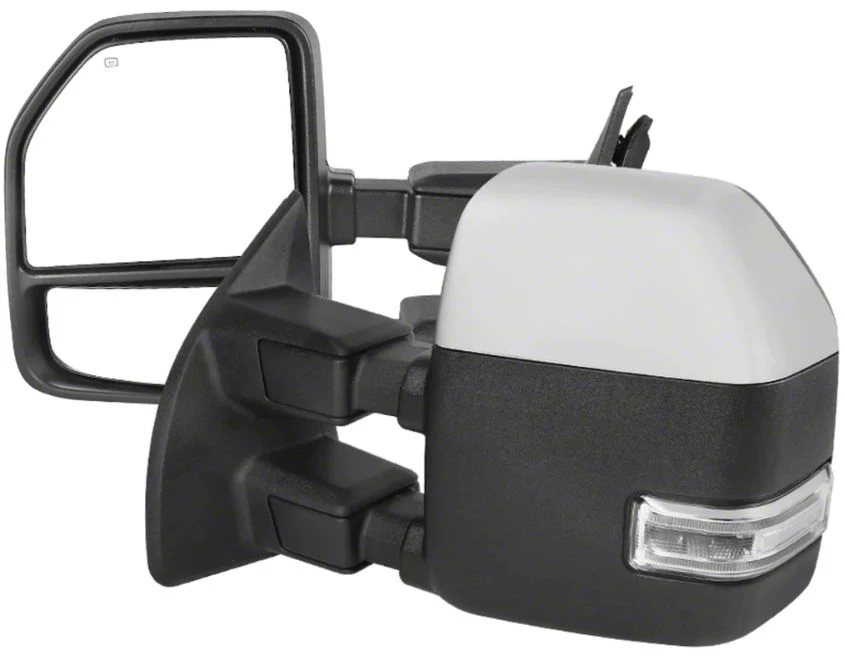 Powered Heated Towing Mirrors with Clear LED Turn Signals; Chrome (11-16 F-250 Super Duty)