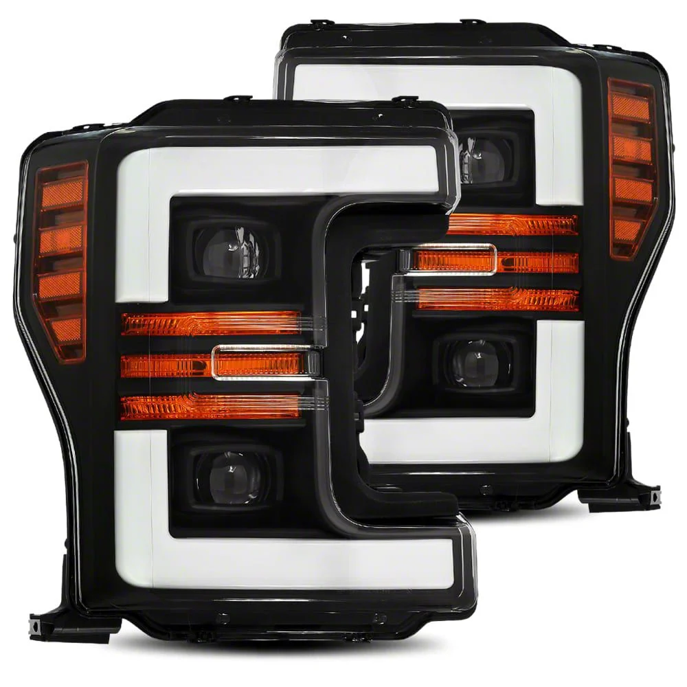 AlphaRex PRO-Series Projector Headlights; Black Housing; Clear Lens (17-19 F-250 Super Duty w/ Factory Halogen Headlights)