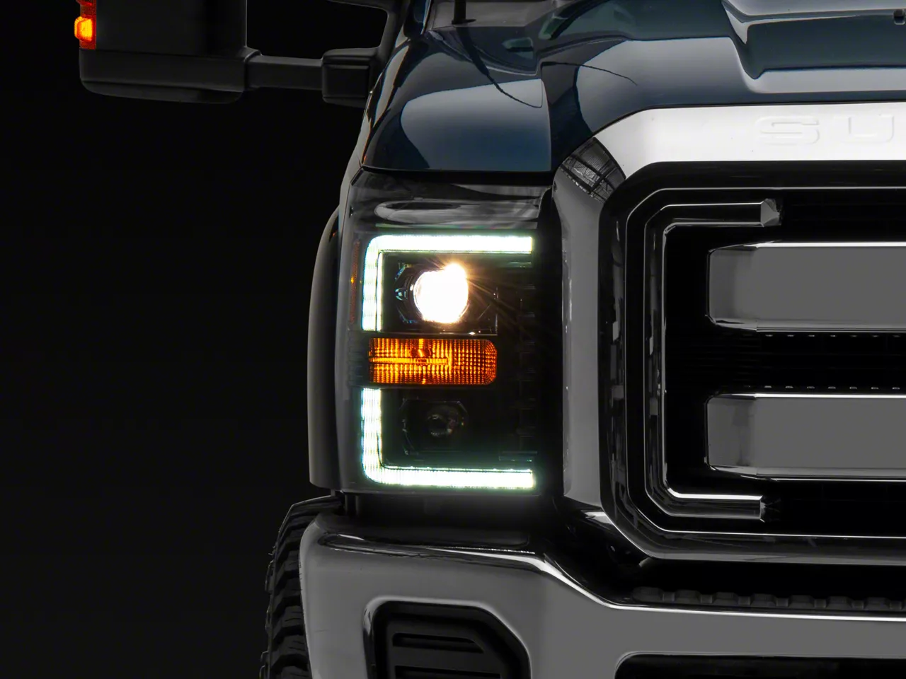 AlphaRex PRO-Series Projector Headlights; Alpha Black Housing; Clear Lens (11-16 F-250 Super Duty)