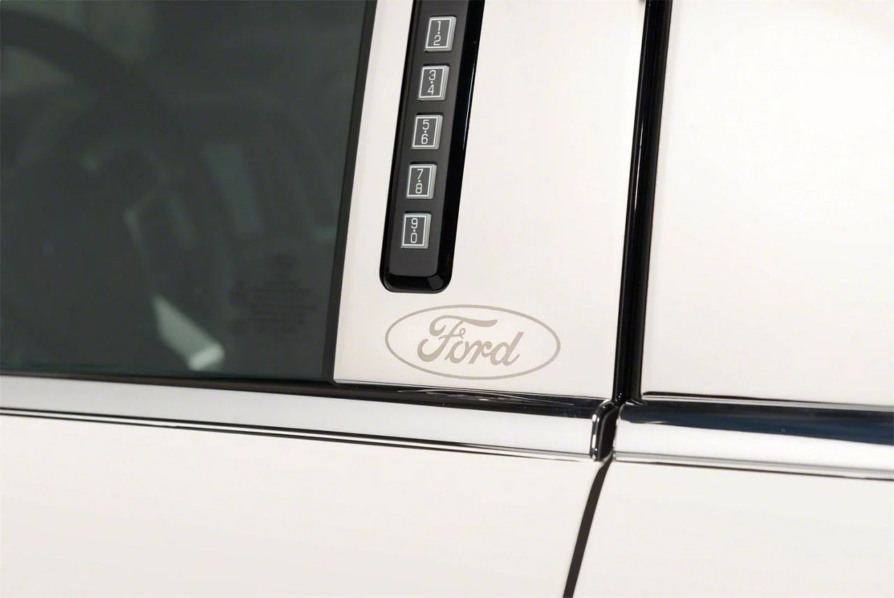 Putco Stainless Steel Pillar Posts with Ford Logo (17-22 F-250 Super Duty SuperCab, SuperCrew)