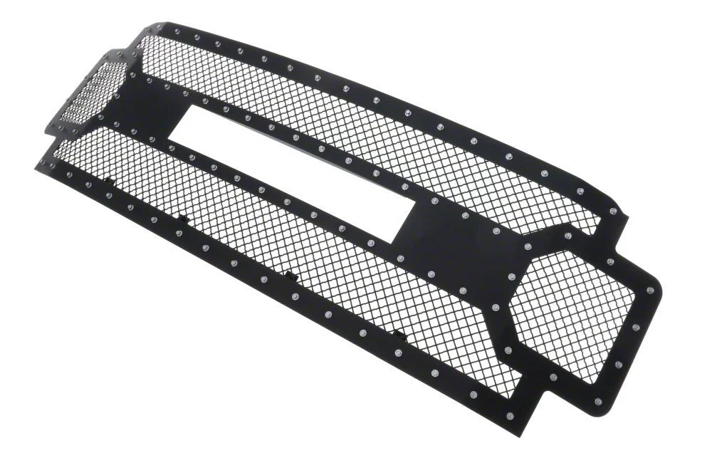 Stainless Steel Rivet Upper Replacement Grille; Black (17-19 F-250 Super Duty w/o Forward Facing Camera)
