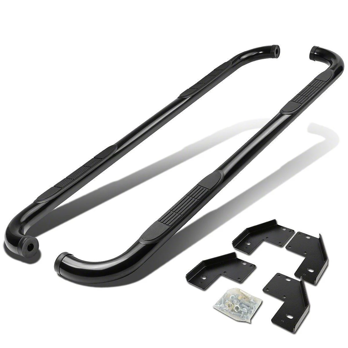 Step Nerf Bar; 3-Inch Round; 90-Degree; Black (11-16 F-250 Super Duty)