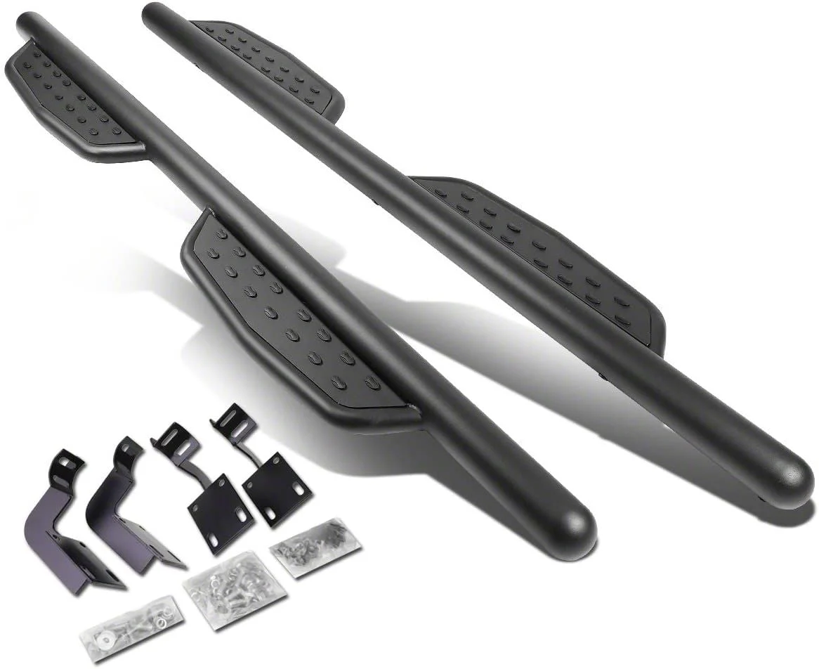 3-Inch Round Extended Side Step Bars; Matte Black (11-16 F-250 Super Duty SuperCrew)