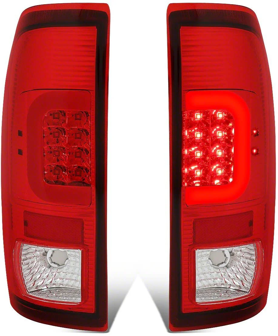 C-Bar LED Tail Lights; Chrome Housing; Red Lens (11-16 F-250 Super Duty)