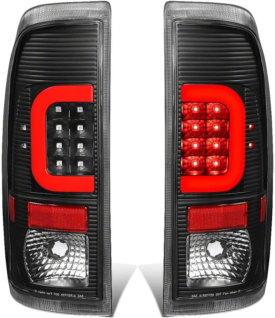 Red C-Bar LED Tail Lights; Black Housing; Clear Lens (11-16 F-250 Super Duty)