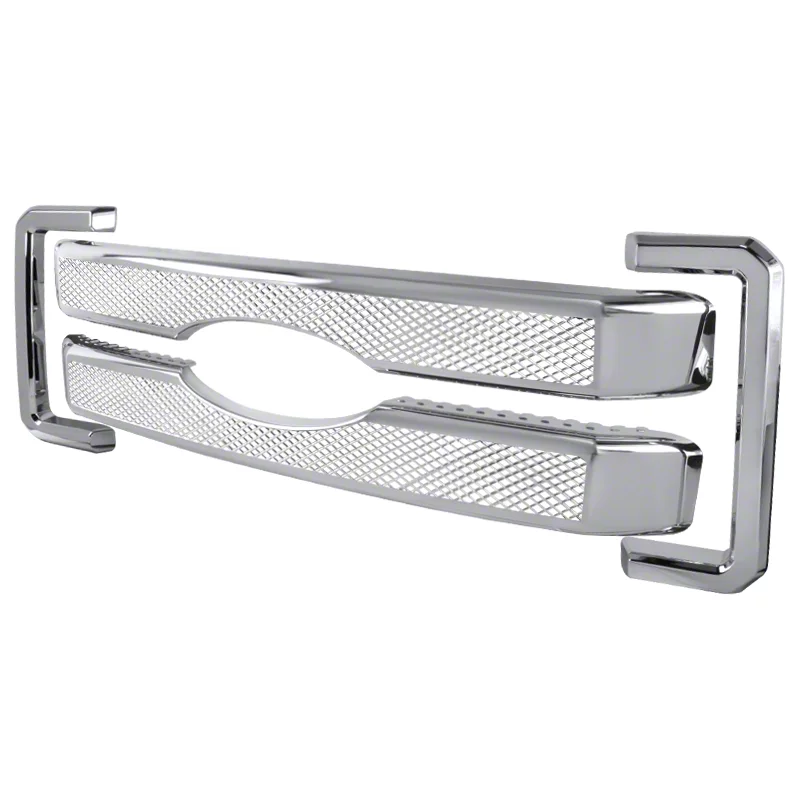 Version 2 Upper Grille Overlay; Chrome (11-16 F-250 Super Duty)