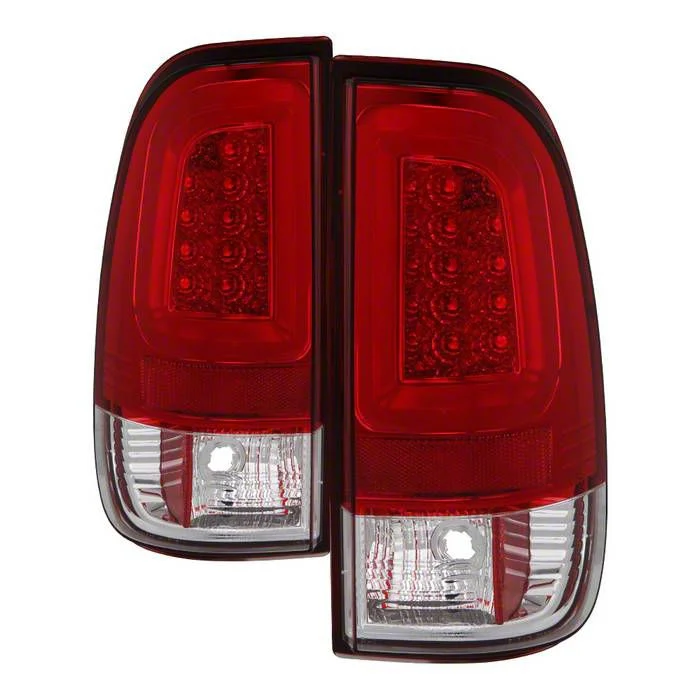 Version 3 Light Bar LED Tail Lights; Chrome Housing; Red/Clear Lens (11-16 F-250 Super Duty)