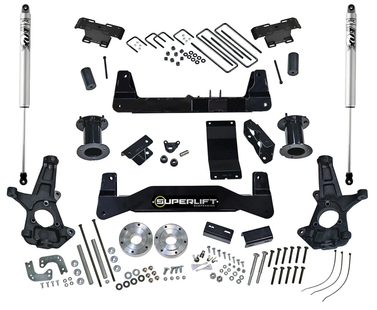 SuperLift 6.50-Inch Suspension Lift Kit with FOX Shocks (14-18 4WD Sierra 1500 w/ Stock Cast Aluminum or Stamped Steel Control Arms)