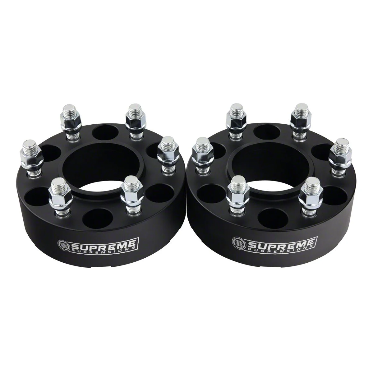 Supreme Suspensions 2-Inch Pro Billet Hub and Wheel Centric Wheel Spacers; Black; Set of Two (15-26 F-150)