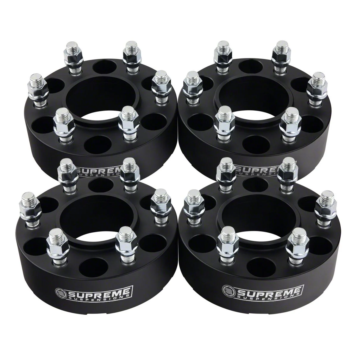 Supreme Suspensions 1.50-Inch Pro Billet Hub and Wheel Centric Wheel Spacers; Black; Set of Four (15-26 F-150)