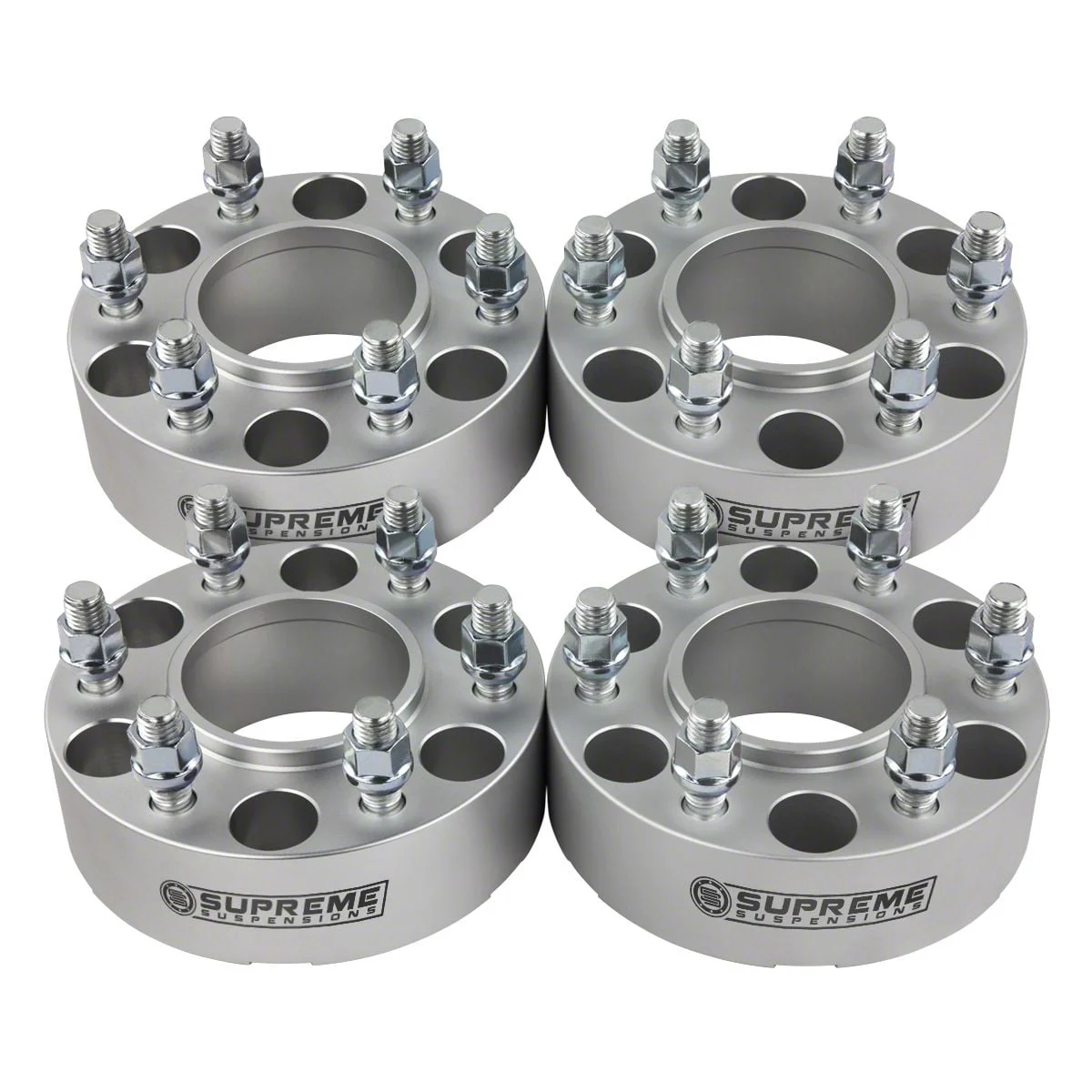 Supreme Suspensions 1.50-Inch Pro Billet Hub and Wheel Centric Wheel Spacers; Silver; Set of Four (04-14 F-150)