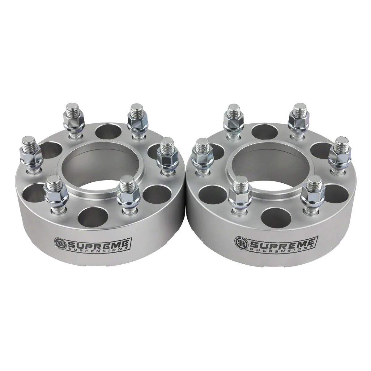 Supreme Suspensions 1.50-Inch Pro Billet Hub and Wheel Centric Wheel Spacers; Silver; Set of Two (15-26 F-150)