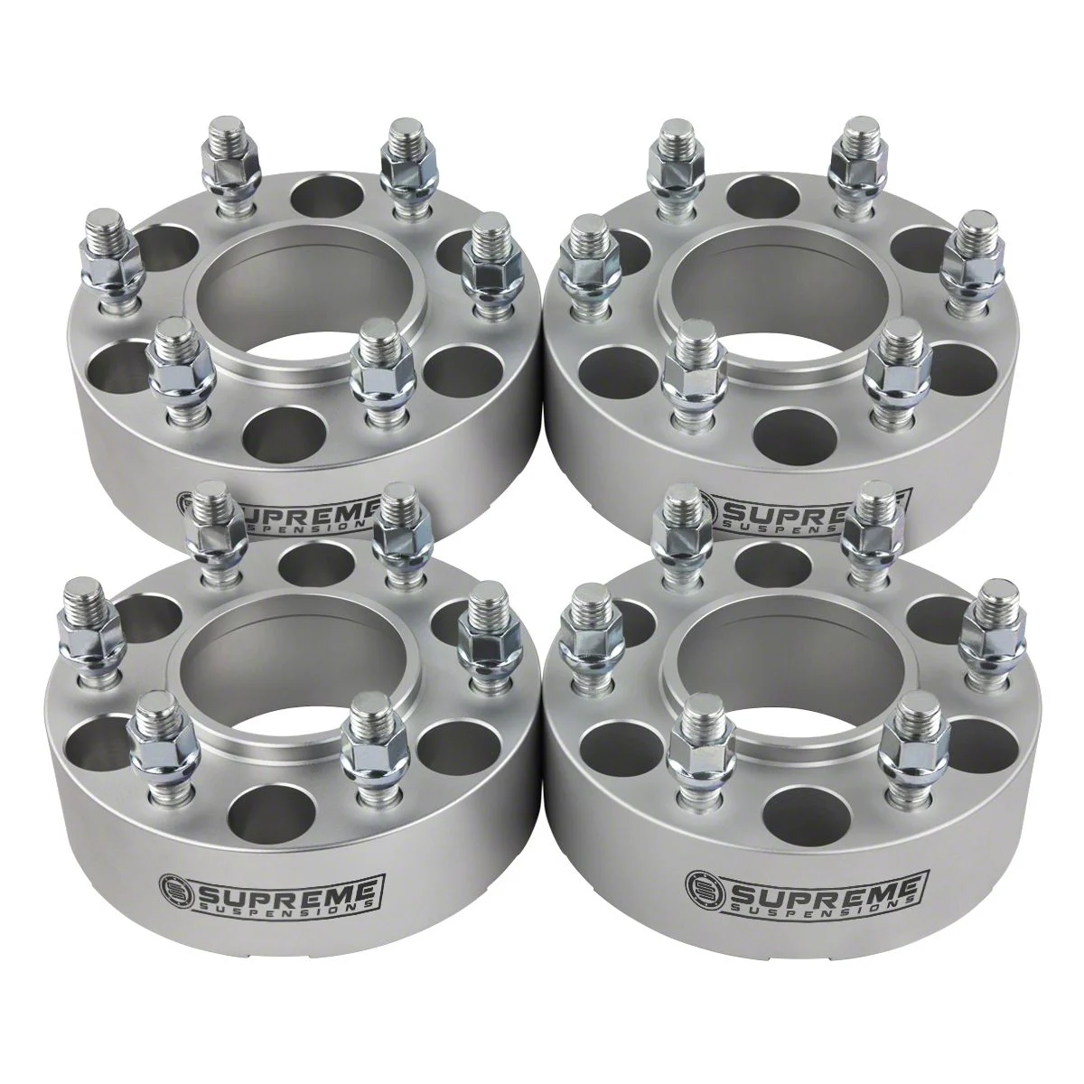 Supreme Suspensions 2-Inch Pro Billet Hub and Wheel Centric Wheel Spacers; Silver; Set of Four (04-14 F-150)