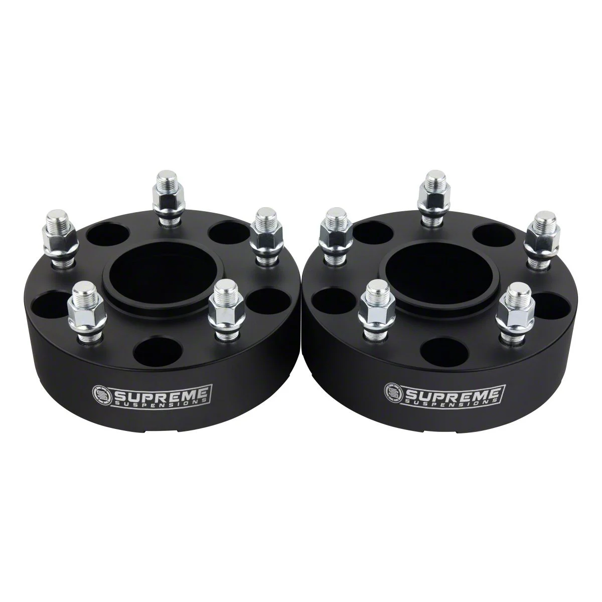 Supreme Suspensions 2-Inch Pro Billet Hub and Wheel Centric Wheel Spacers; Black; Set of Two (12-18 RAM 1500)