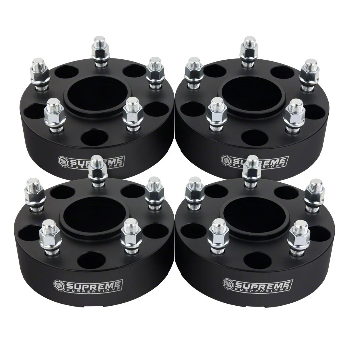 Supreme Suspensions 2-Inch Pro Billet Hub and Wheel Centric Wheel Spacers; Black; Set of Four (12-18 RAM 1500)