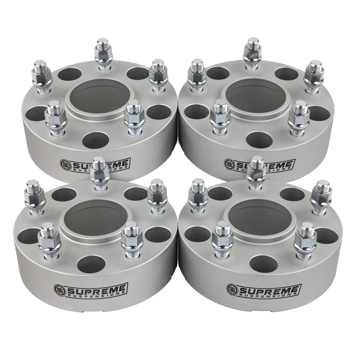 Supreme Suspensions 2-Inch Pro Billet Hub and Wheel Centric Wheel Spacers; Silver; Set of Four (02-11 RAM 1500, Excluding Mega Cab)