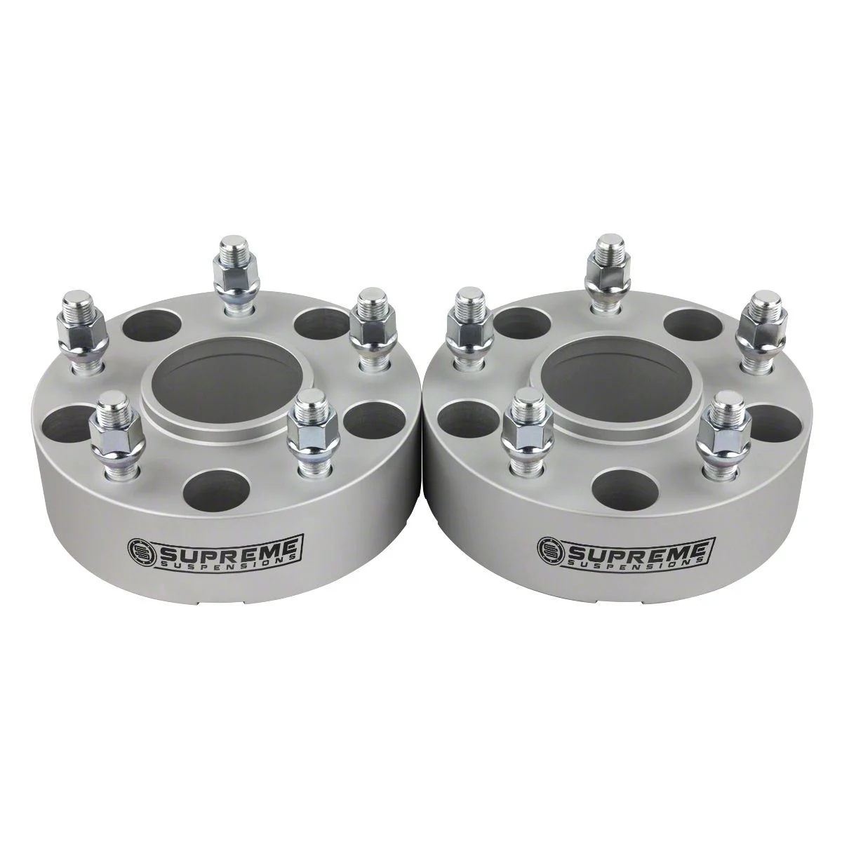 Supreme Suspensions 2-Inch Pro Billet Hub and Wheel Centric Wheel Spacers; Silver; Set of Two (12-18 RAM 1500)