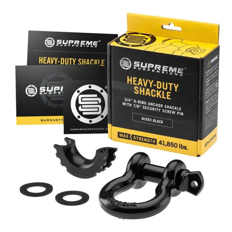 Supreme Suspensions 3/4-Inch D-Ring Shackle; Black