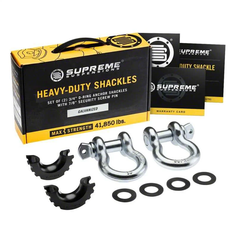 Supreme Suspensions 3/4-Inch D-Ring Shackle Kit; Galvanized