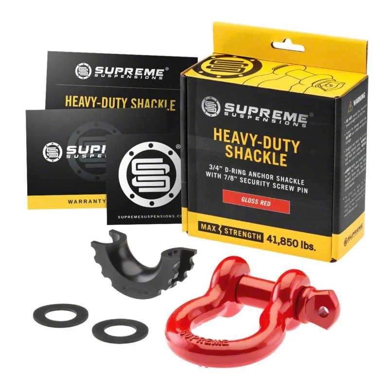 Supreme Suspensions 3/4-Inch D-Ring Shackle; Red