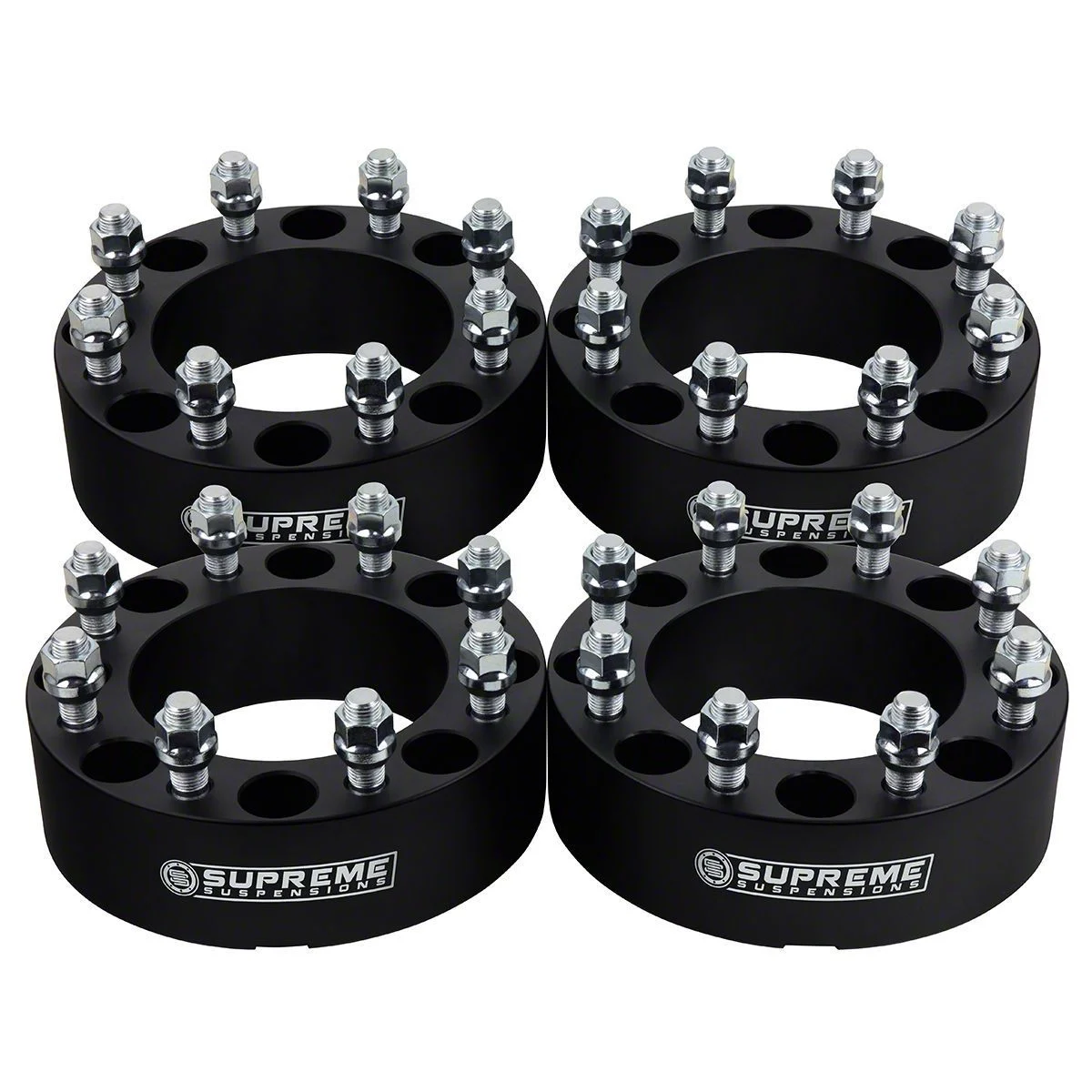 Supreme Suspensions 2-Inch Pro Billet Hub and Wheel Centric Wheel Spacers; Black; Set of Four (11-17 Silverado 2500 HD SRW)