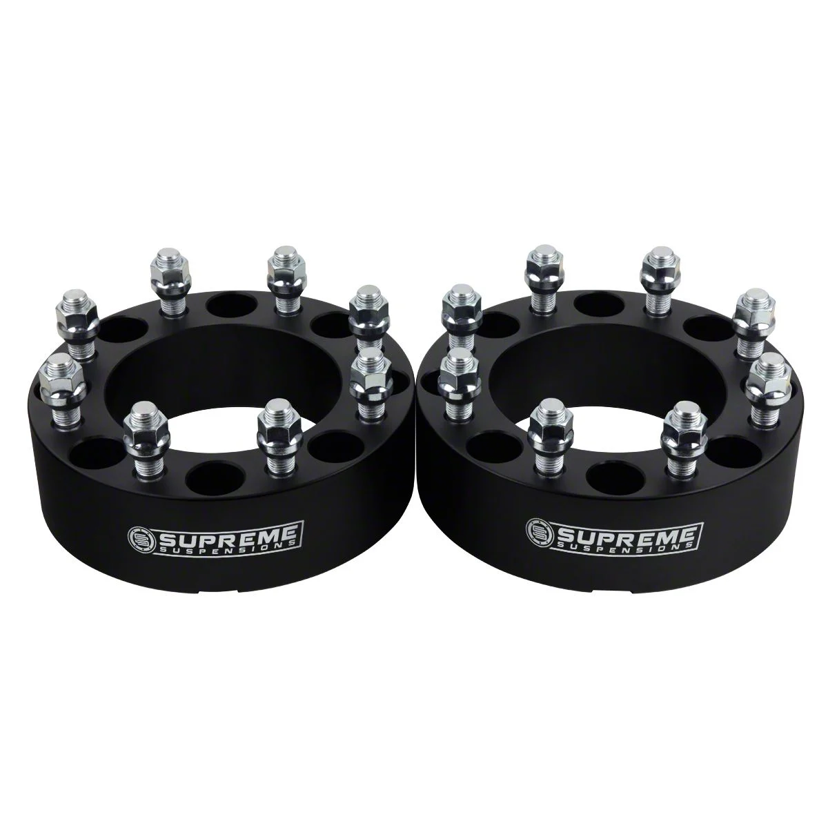 Supreme Suspensions 2-Inch Pro Billet Hub and Wheel Centric Wheel Spacers; Black; Set of Two (11-17 Silverado 2500 HD SRW)