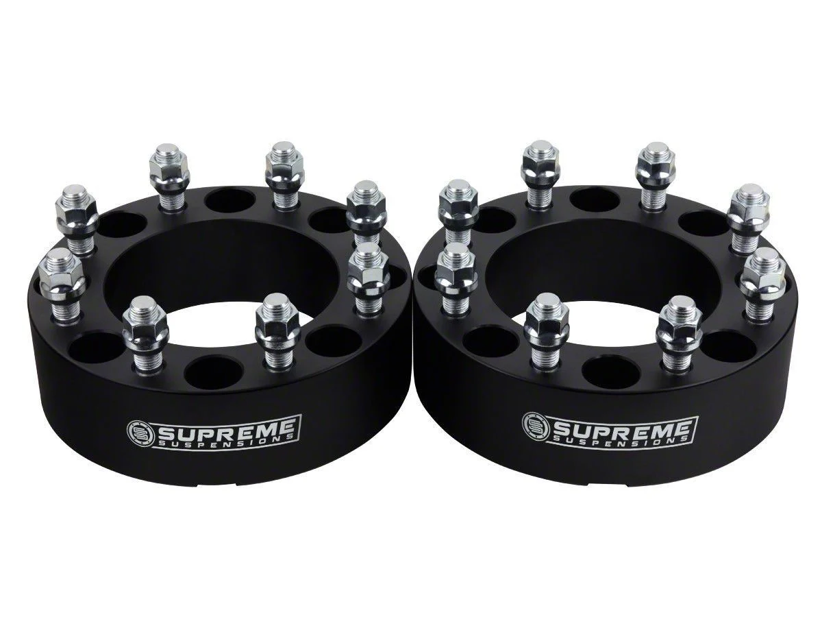 Supreme Suspensions 2-Inch Pro Billet Hub Centric Wheel Spacers; Black; Set of Two (05-26 F-250 Super Duty)