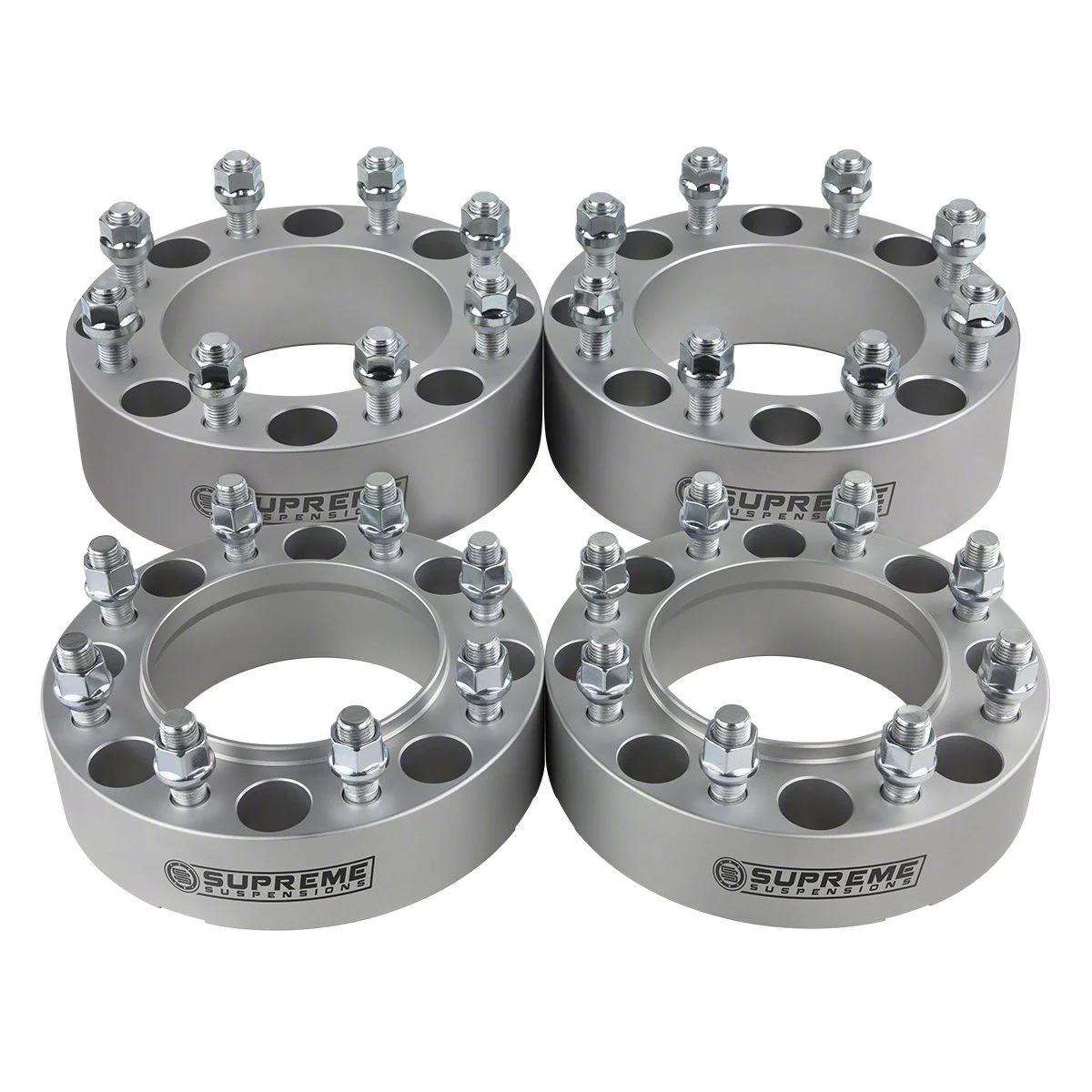 Supreme Suspensions 2-Inch Pro Billet Hub Centric Wheel Spacers; Silver; Set of Four (05-26 F-250 Super Duty)