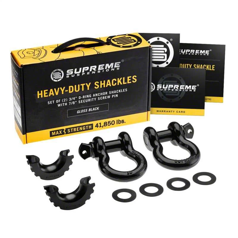 Supreme Suspensions 3/4-Inch D-Ring Shackle Kit; Black