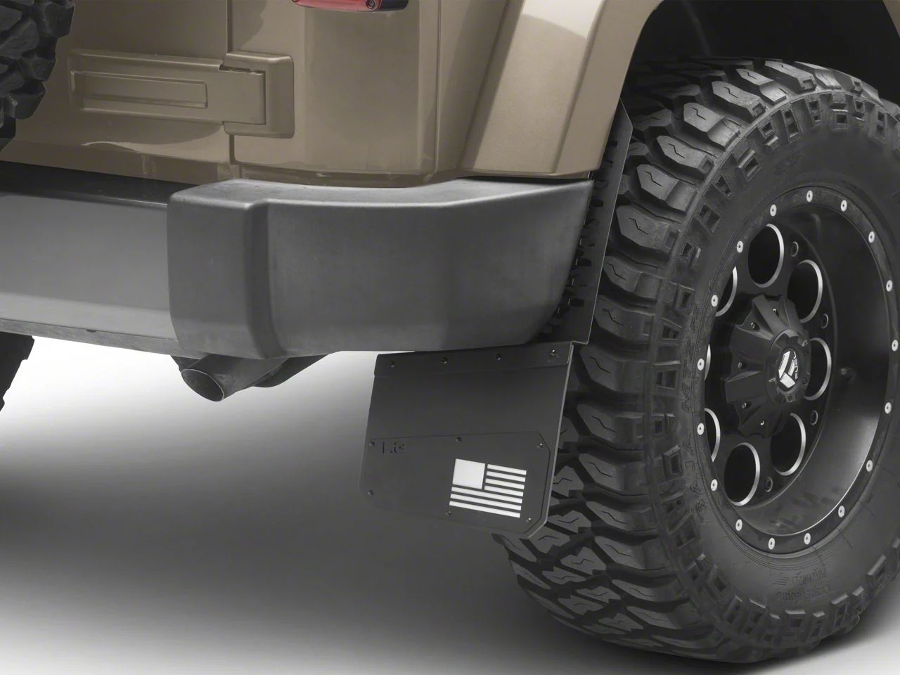 REK-mesh X Merica Universal Offset Standard 8-Inch Wide Mud Flaps with White Logo; Front or Rear (Universal; Some Adaptation May Be Required)