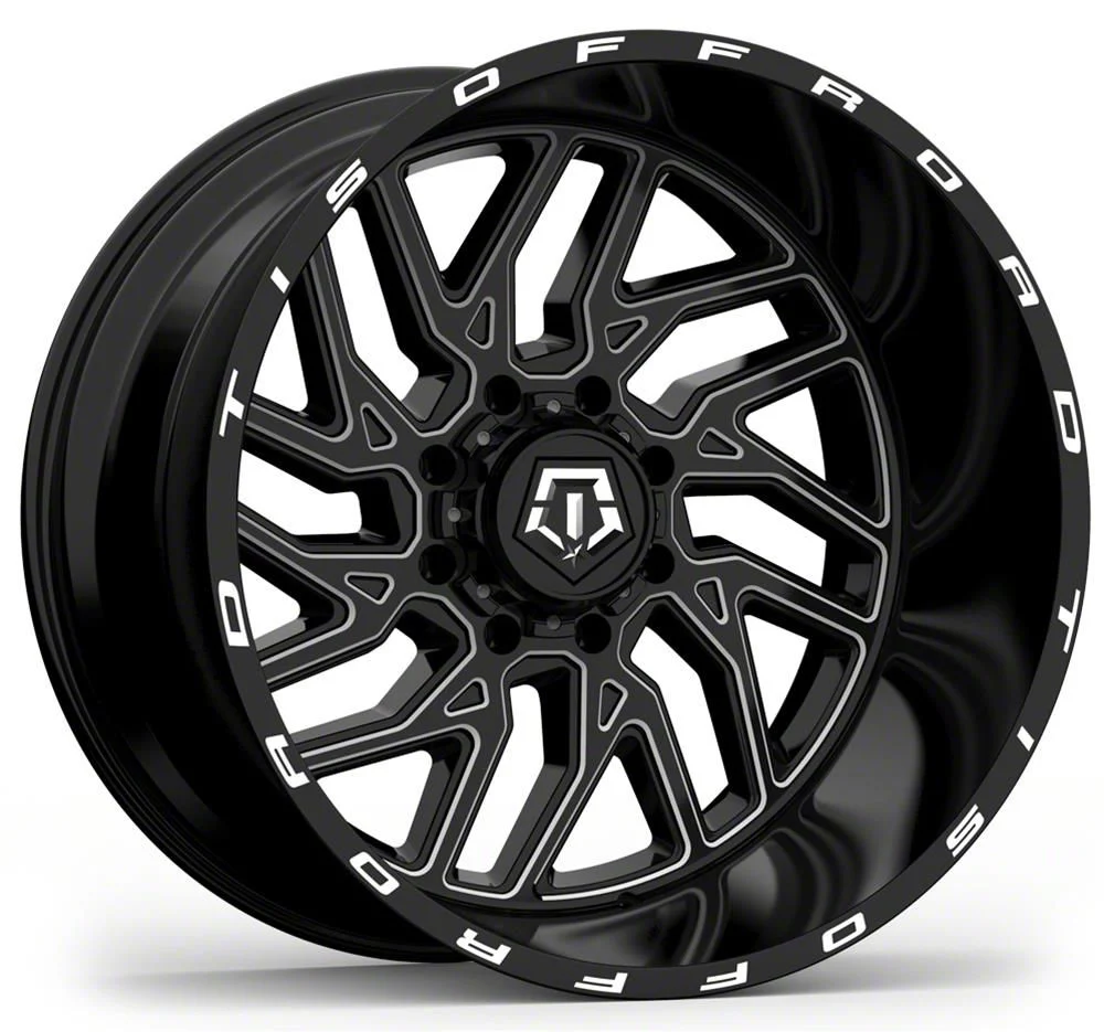 TIS 544BM Gloss Black Milled 6-Lug Wheel; 22x12; -44mm Offset (14-18 Silverado 1500)